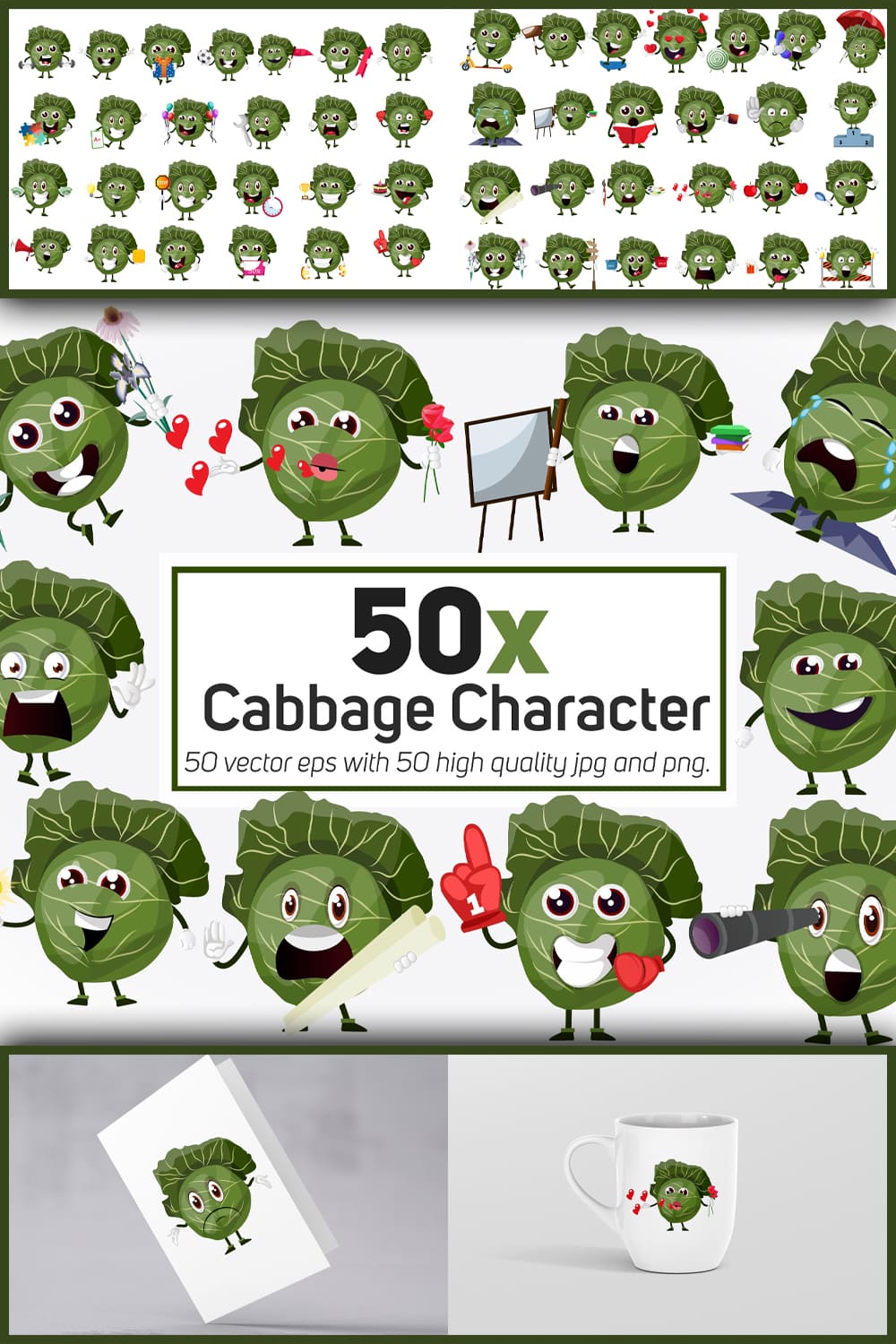 541759 50x cabbage character or mascot in different situa pinterest 1000 1500 370