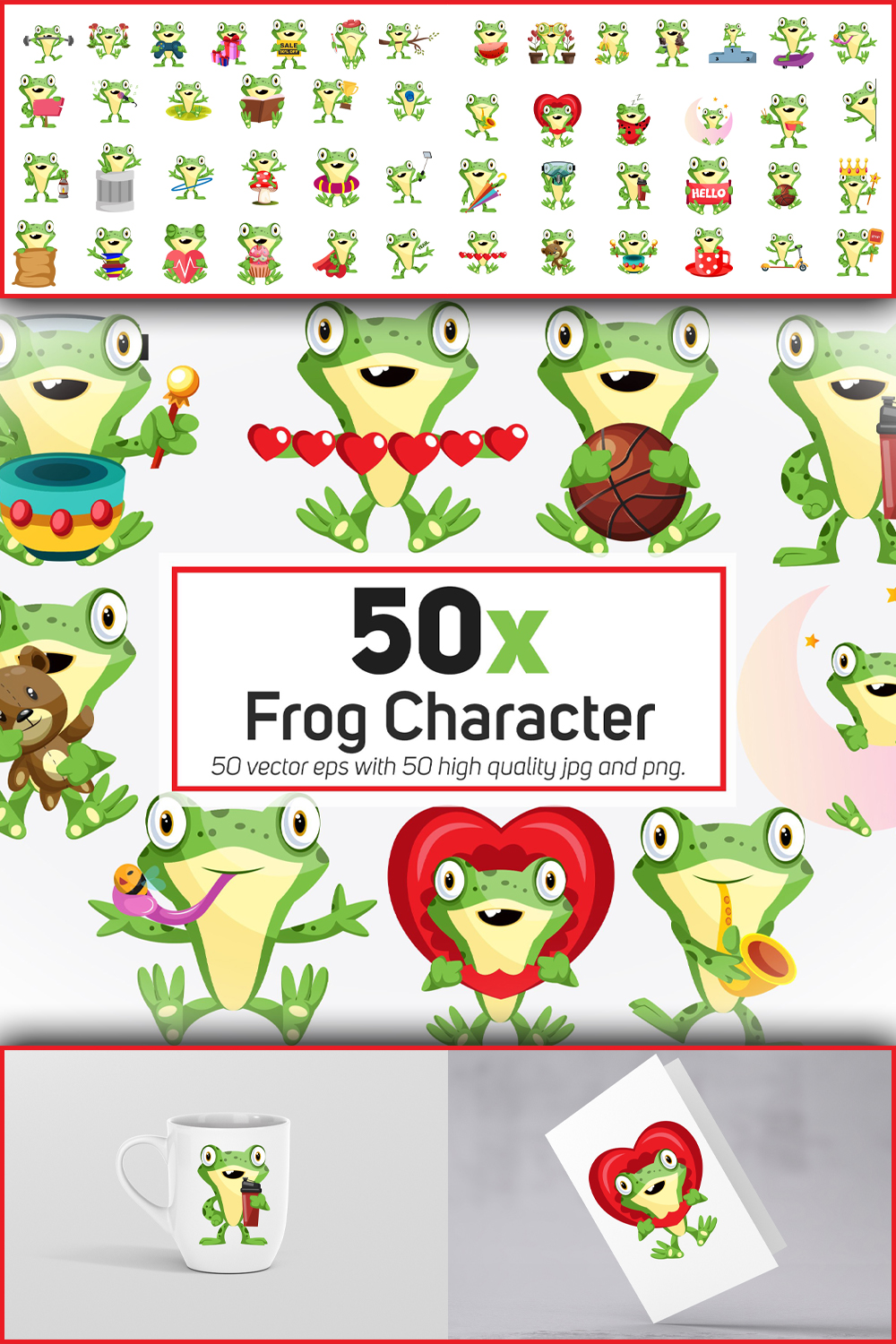 541777 50x frog character in different situation collecti pinterest 1000 1500 991