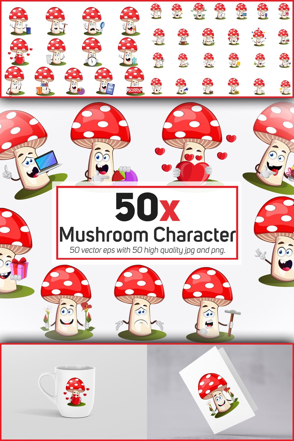 541805 38x mushroom character and mascot collection illus pinterest 1000 1500 788