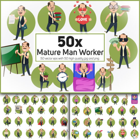 50x Mature Man Worker and Businessman collection.