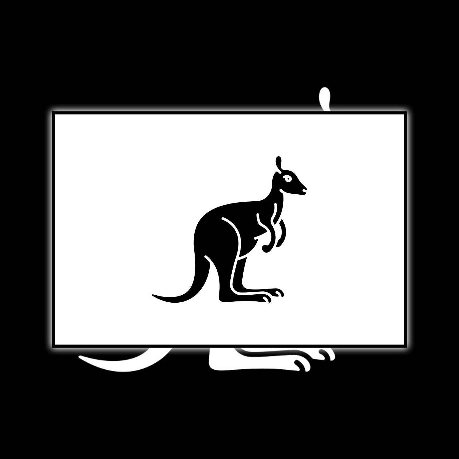 Kangaroo black glyph icon cover.