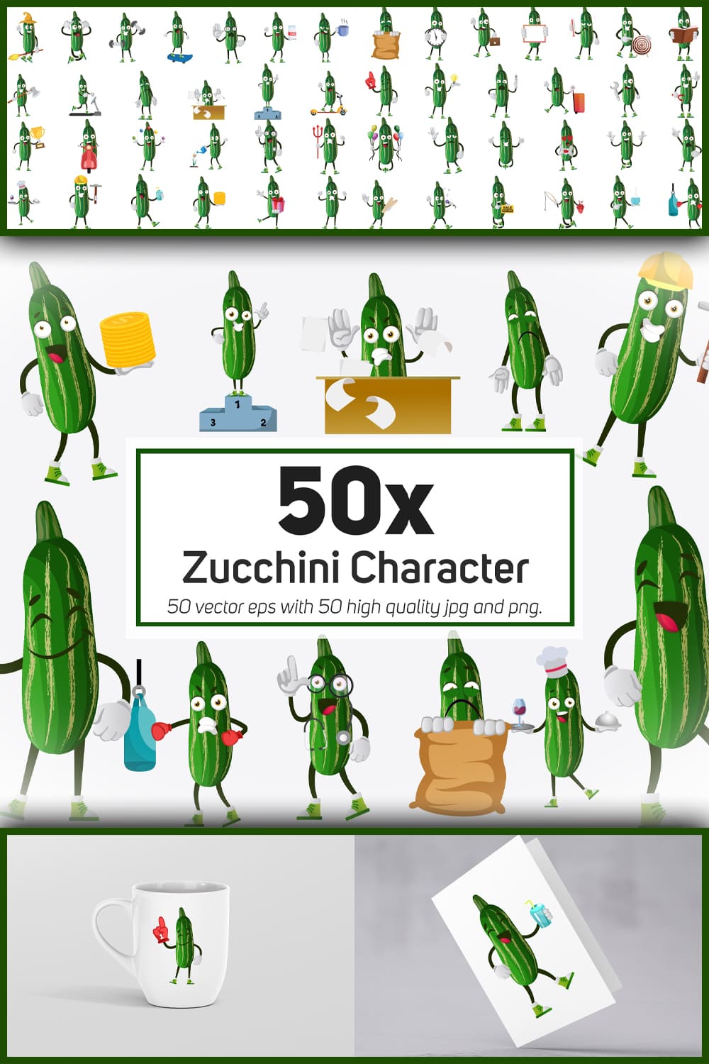 542381 50x zucchini character and mascot collection illus pinterest 1000 1500 773
