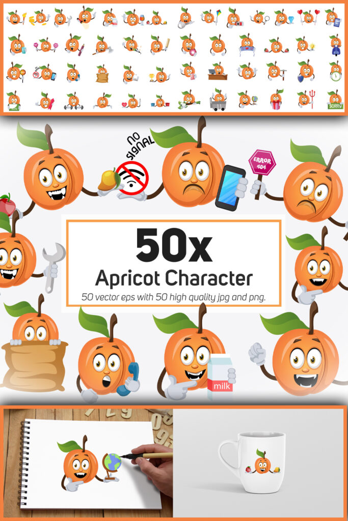 50 Apricot Character and Mascot Collection Illustration MasterBundles