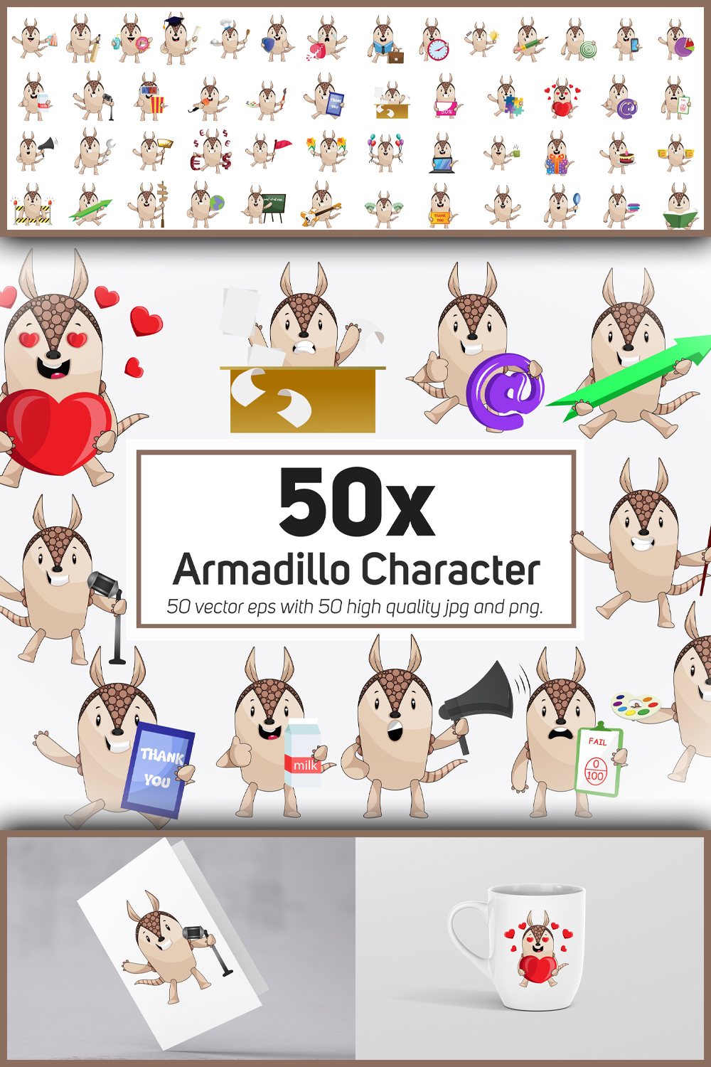 542778 50x armadillo character and mascot collection illu pinterest 1000 1500 601