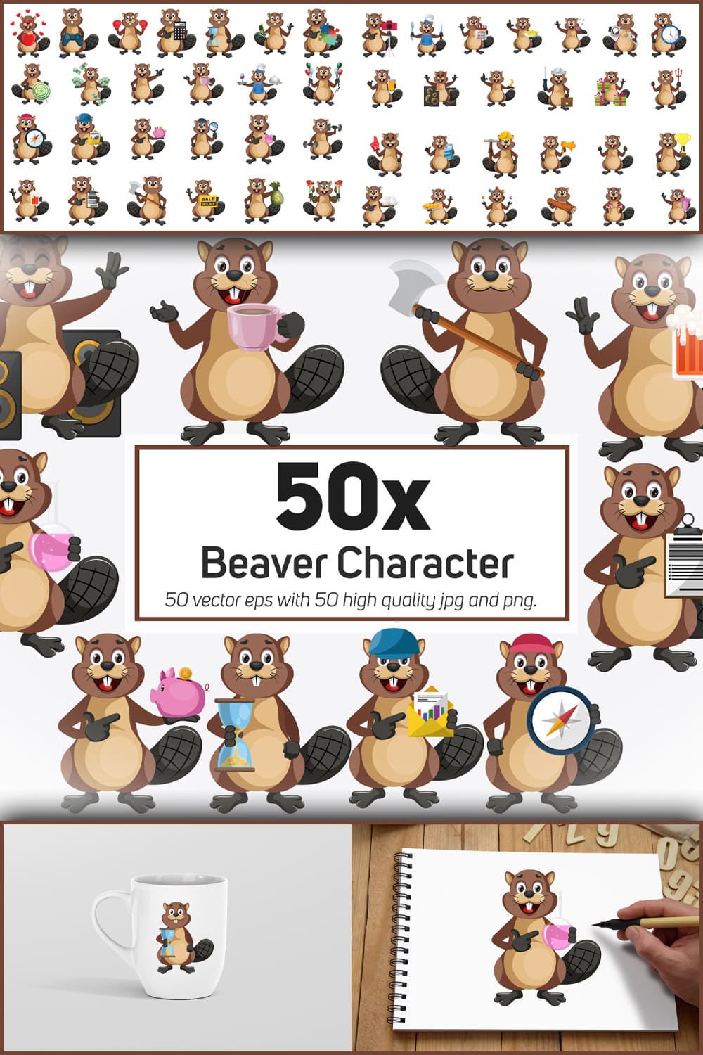 542822 50x beaver character and mascot collection illustr pinterest 1000 1500 687