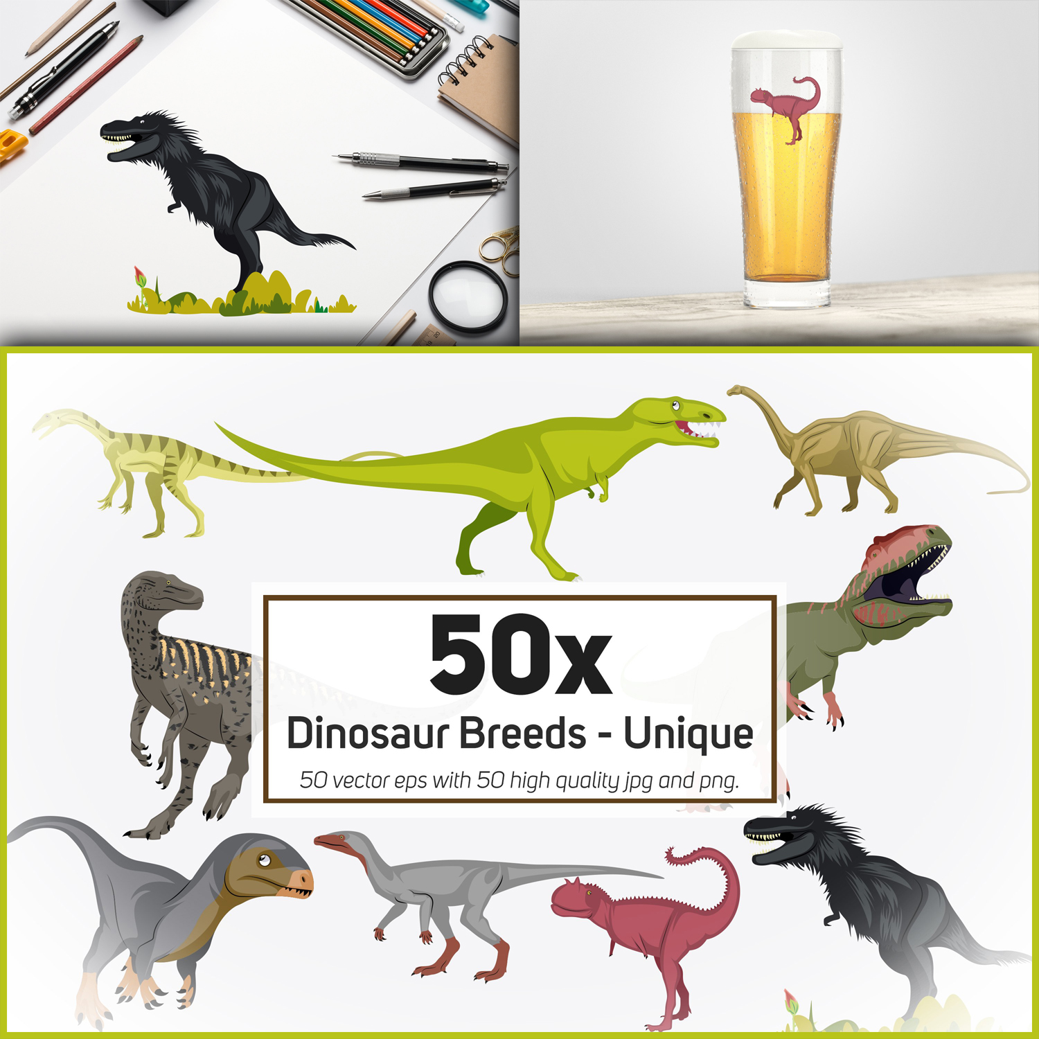 50x Dinosaur Breeds - Unique High Quality Design collection cover.