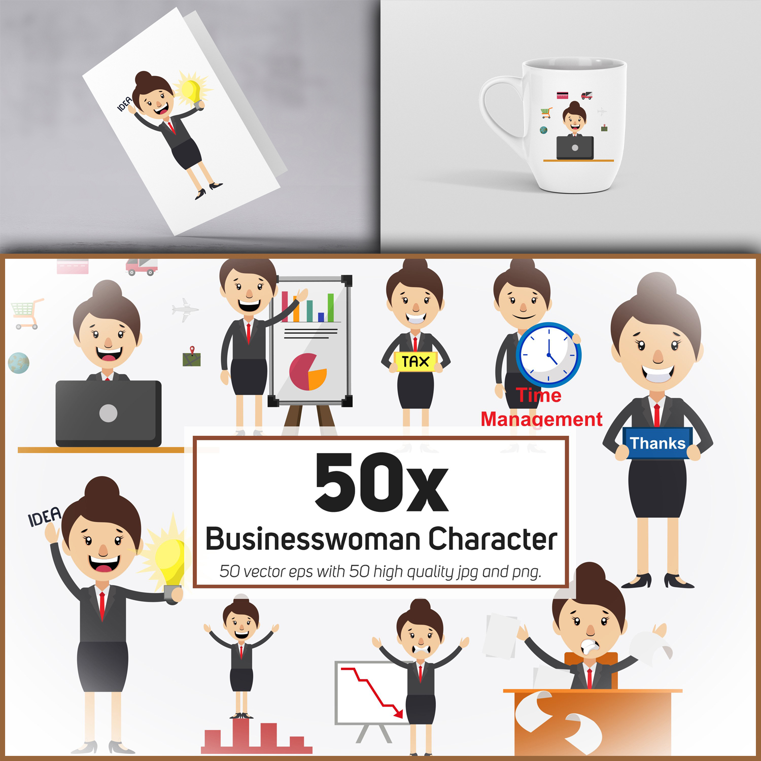 50x Businesswoman Character and Mascot Collection cover.