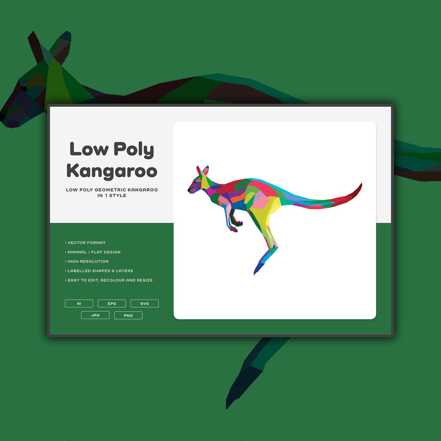 Low Poly Geometric Kangaroo.