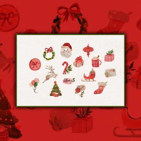 Christmas watercolor clipart.