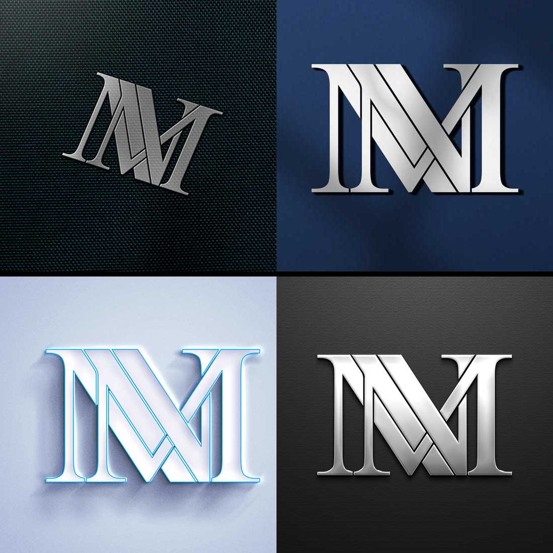 Nm modern letter logo design with swoosh Vector Image
