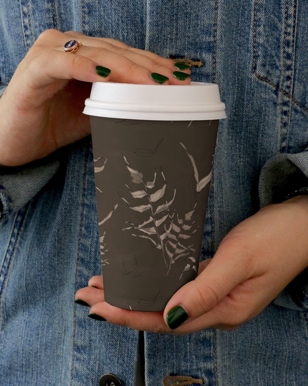 12 Seamless Leaves Patterns, cup design mockup.