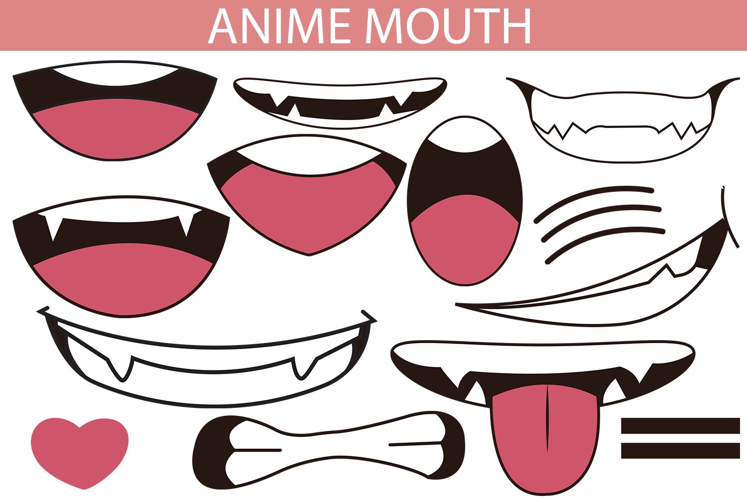 Cute Anime Face Mouth For Masks – MasterBundles