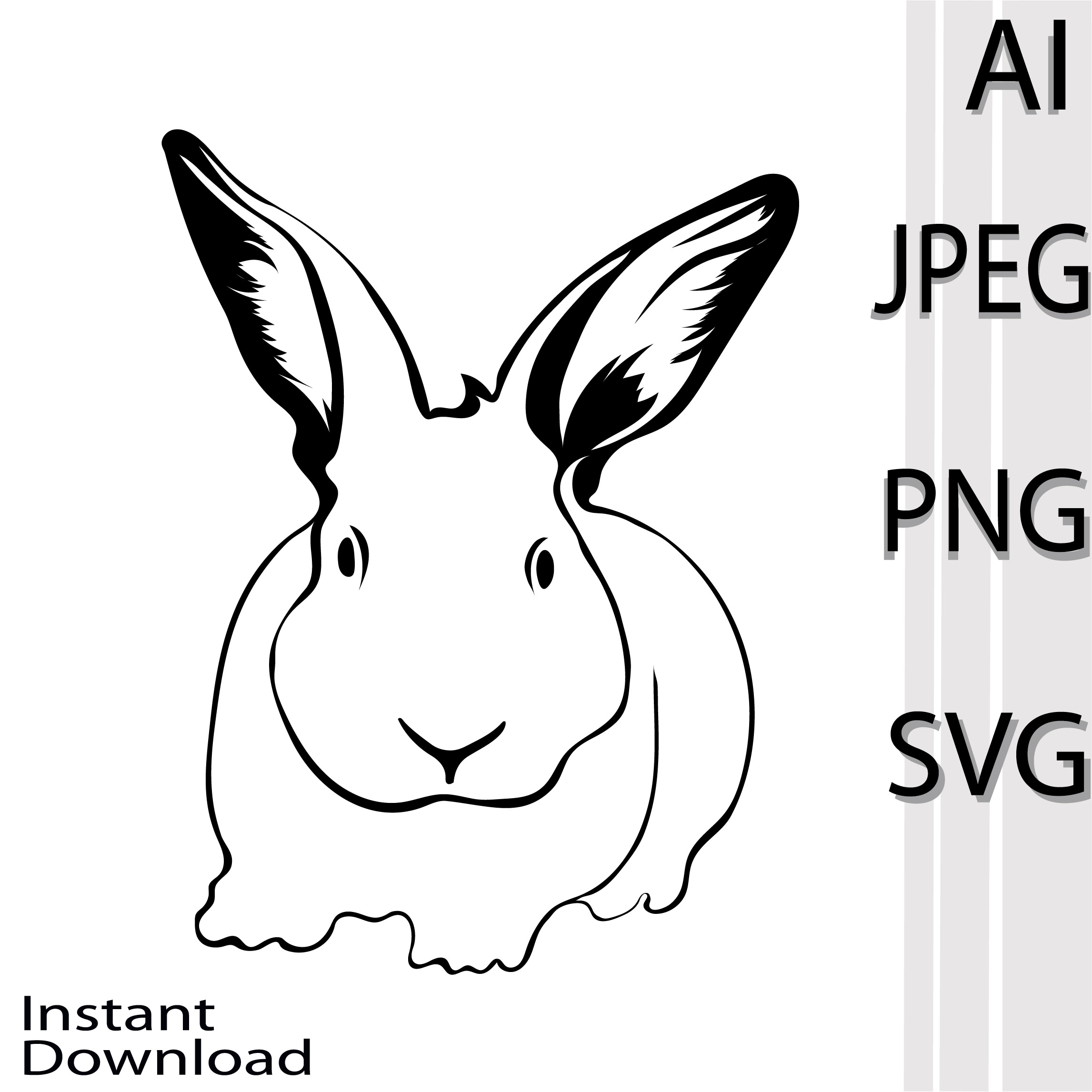 Black and white drawing of a rabbit.