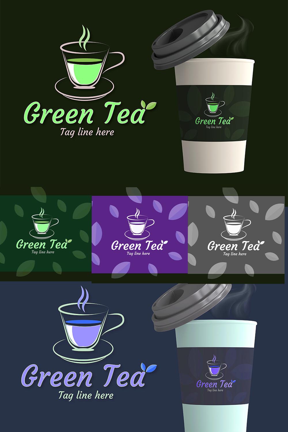 Green Tea Shop Logo Vector Only $4 pinterest image.