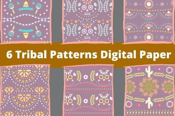 Pack of wonderful tribal patterns in pastel color.