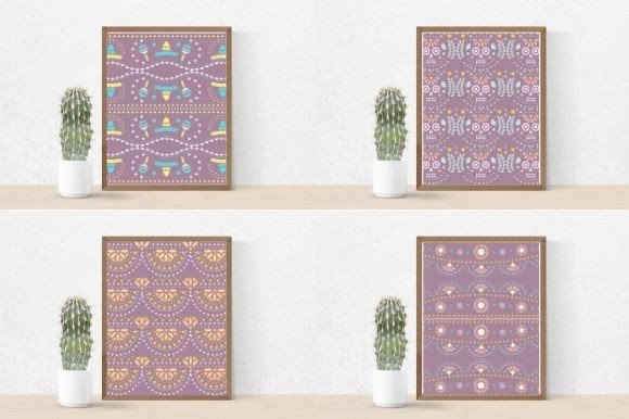 Four amazing tribal patterns in pastel colors.