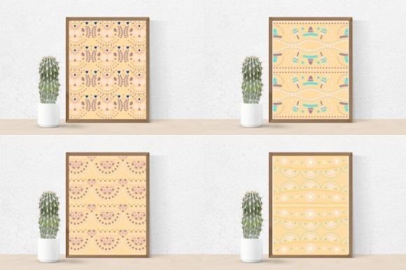 Four gorgeous tribal patterns in pastel colors.