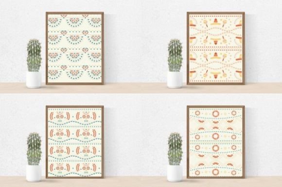 Four charming tribal patterns in pastel colors.