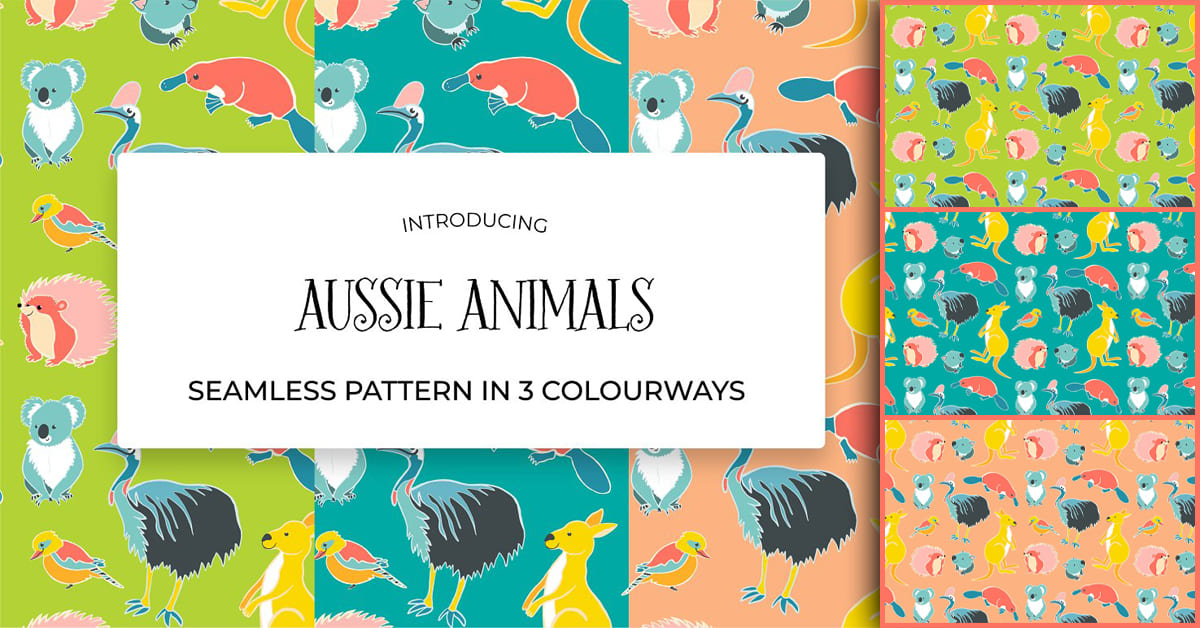 Aussie Animals Seamless Pattern - Facebook.