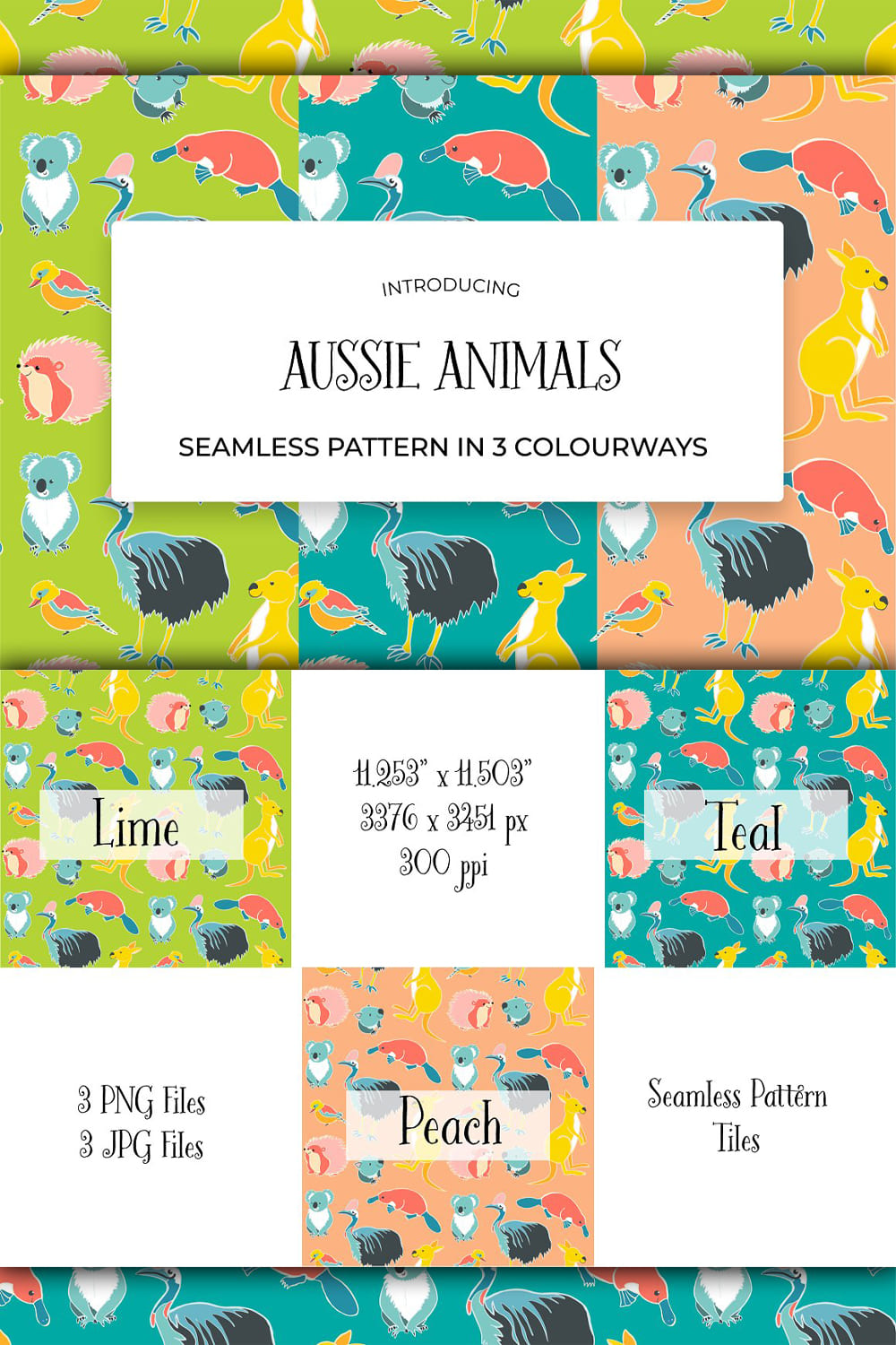 Aussie Animals Seamless Pattern - Pinterest.