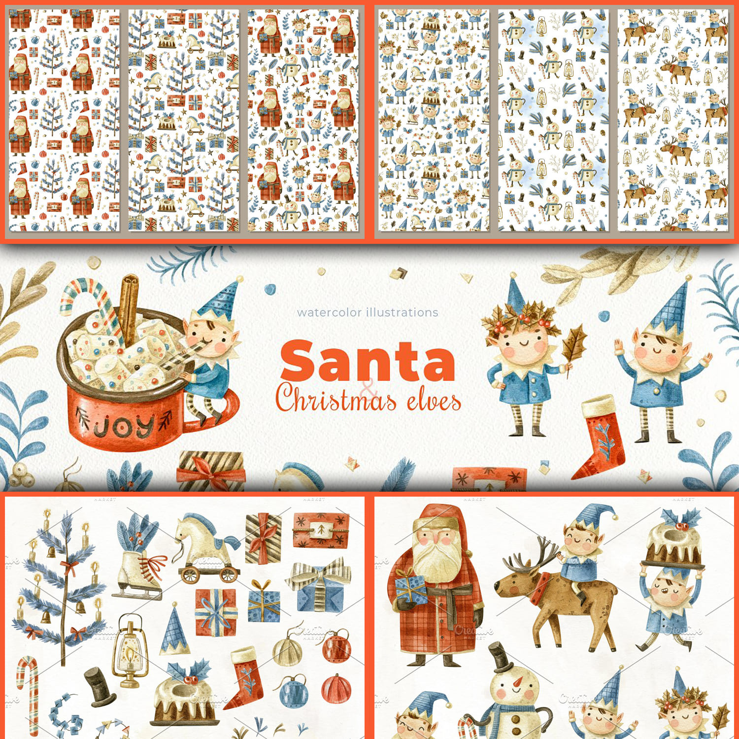 Santa Claus And Cute Elves Cover.
