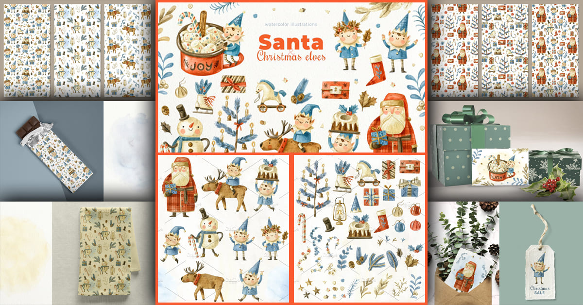 Santa Claus And Cute Elves - Facebook.