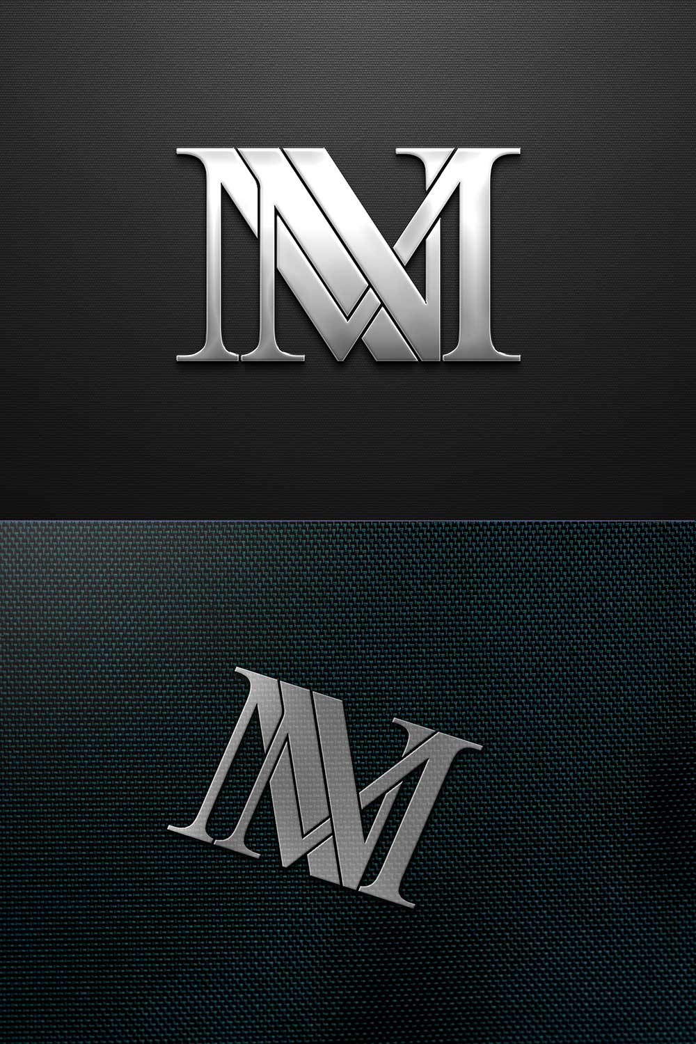 NM Mono Logo Design Pinterest Collage image.