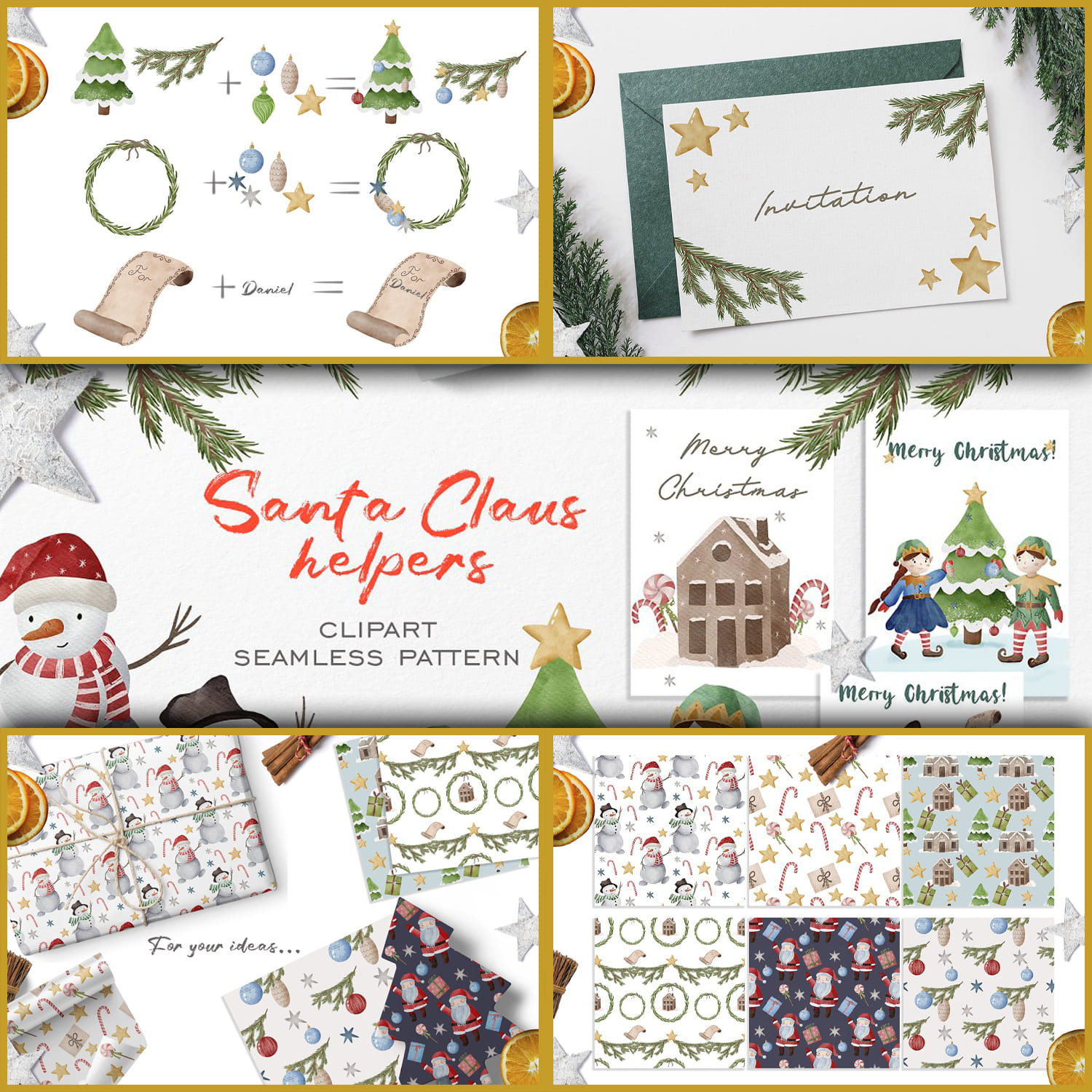 Santa Claus Helpers. Christmas Set Cover.