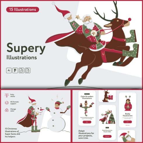 Supery Santa Illustrations.