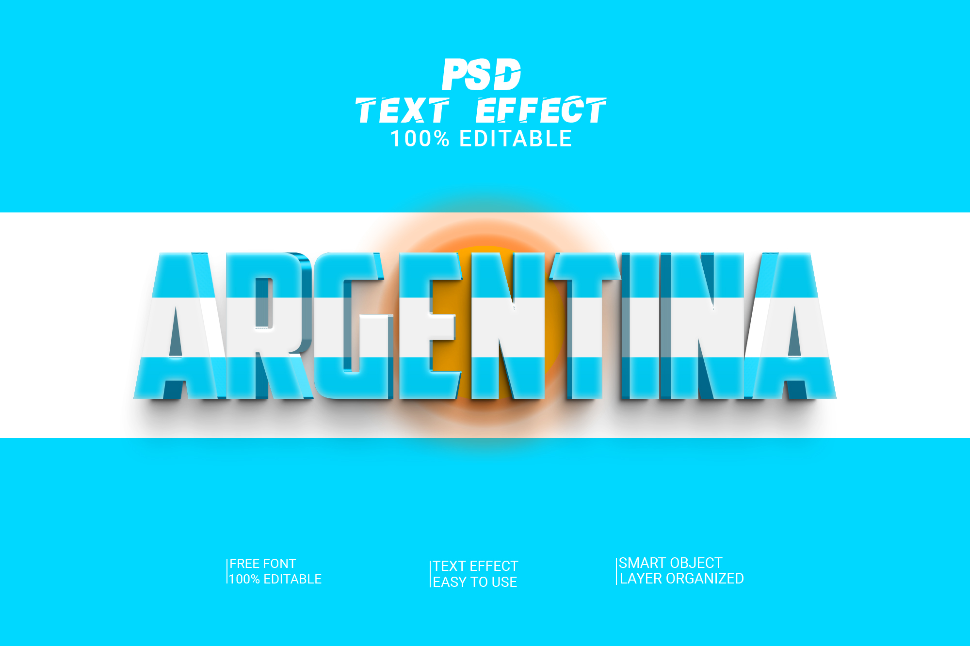 World Cup Football Argentina 3d Effect Style Design preview image.