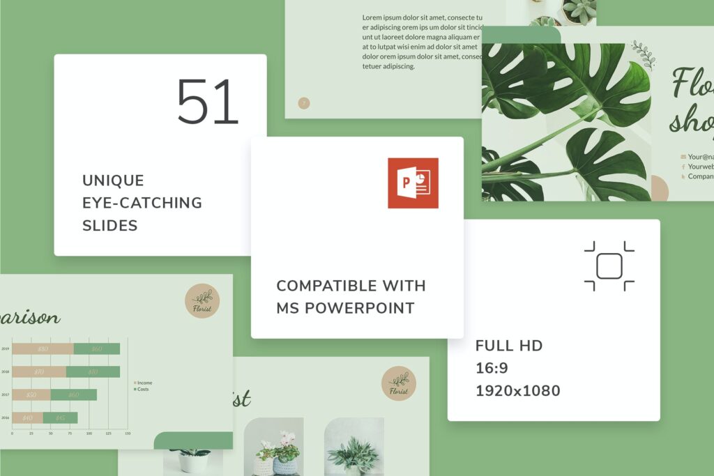 Flower Shop PowerPoint Presentation Template – MasterBundles