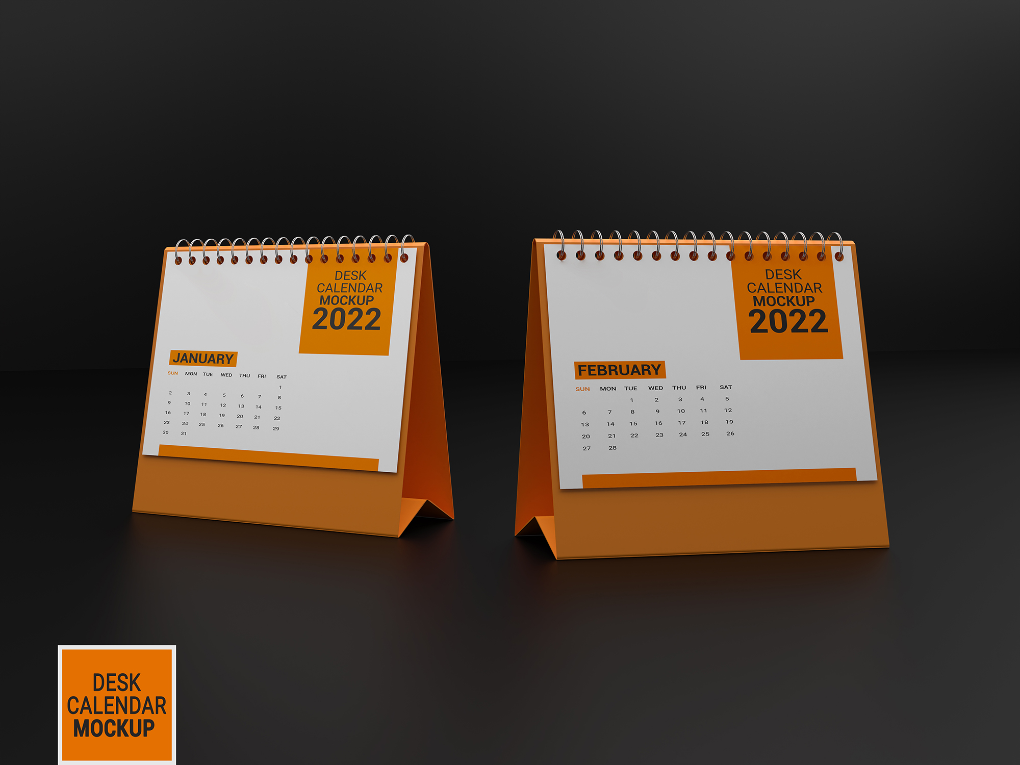 9 Desk Calendar PSD Mockup, fully editable.