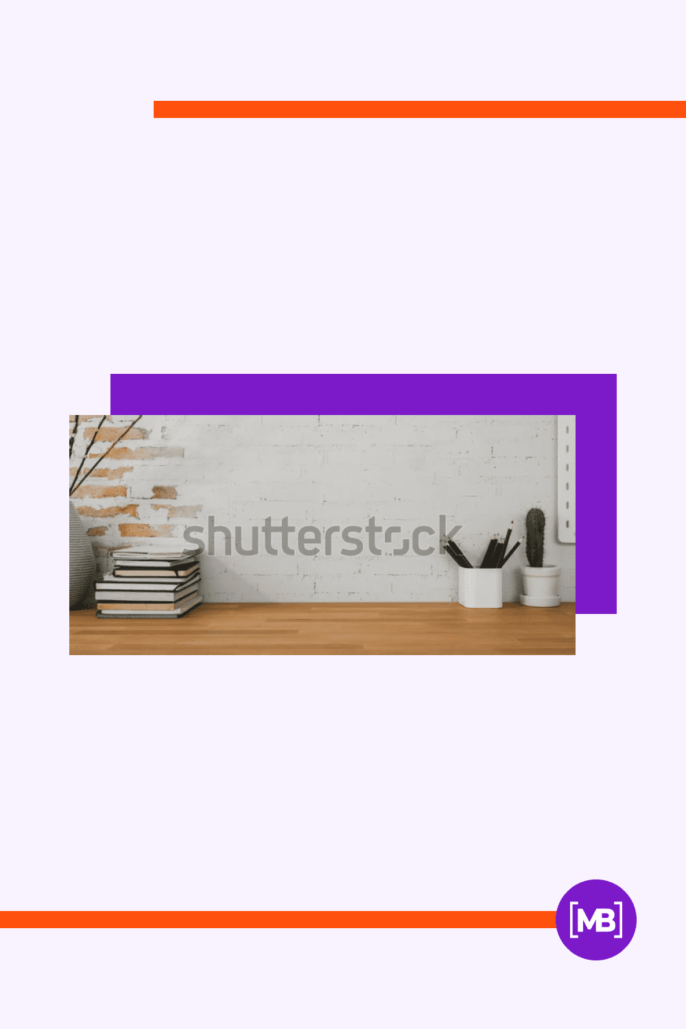 Photo of a wooden table with books and a pot of cactus against a white wall.
