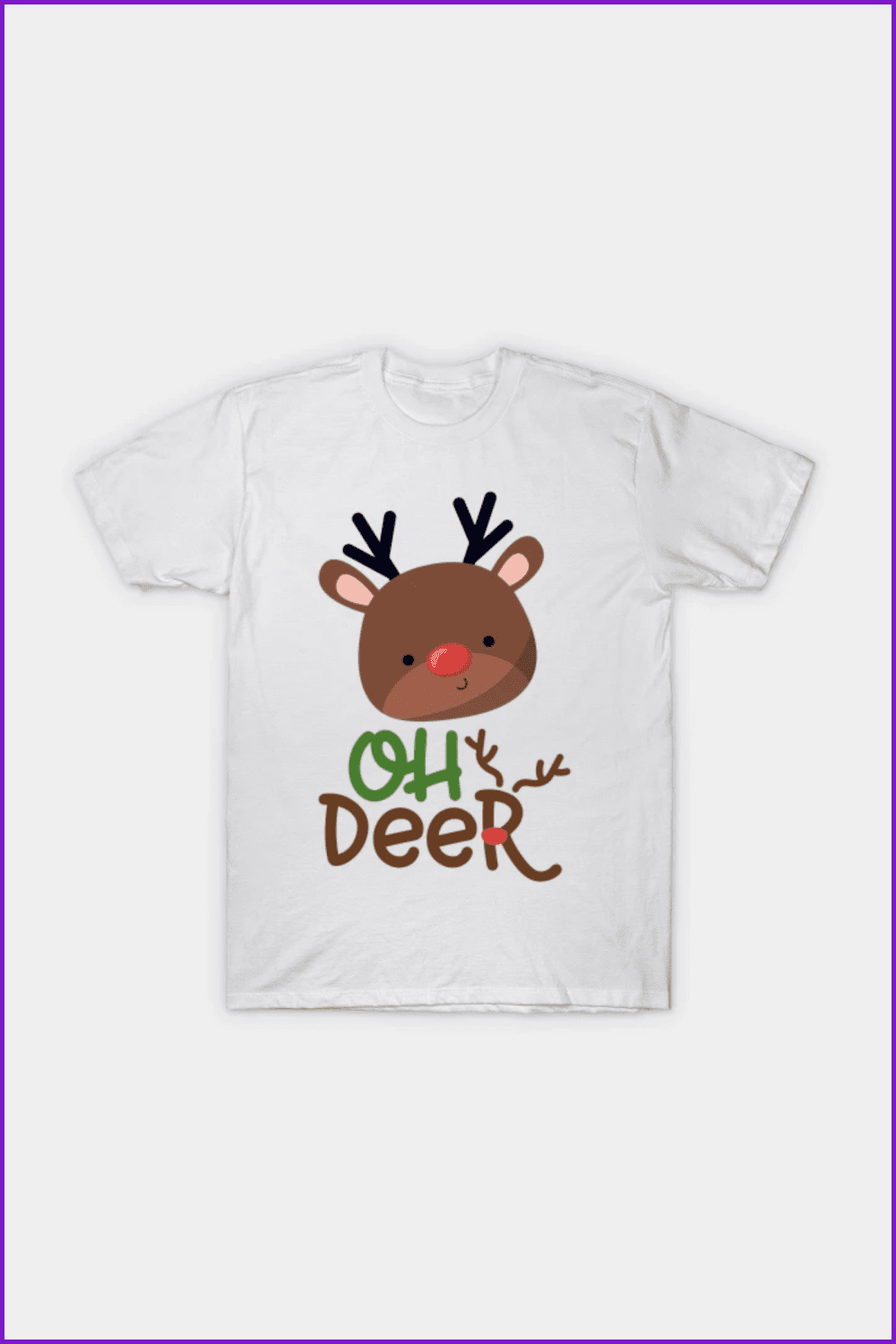 White t-shirt with deer and funny text.