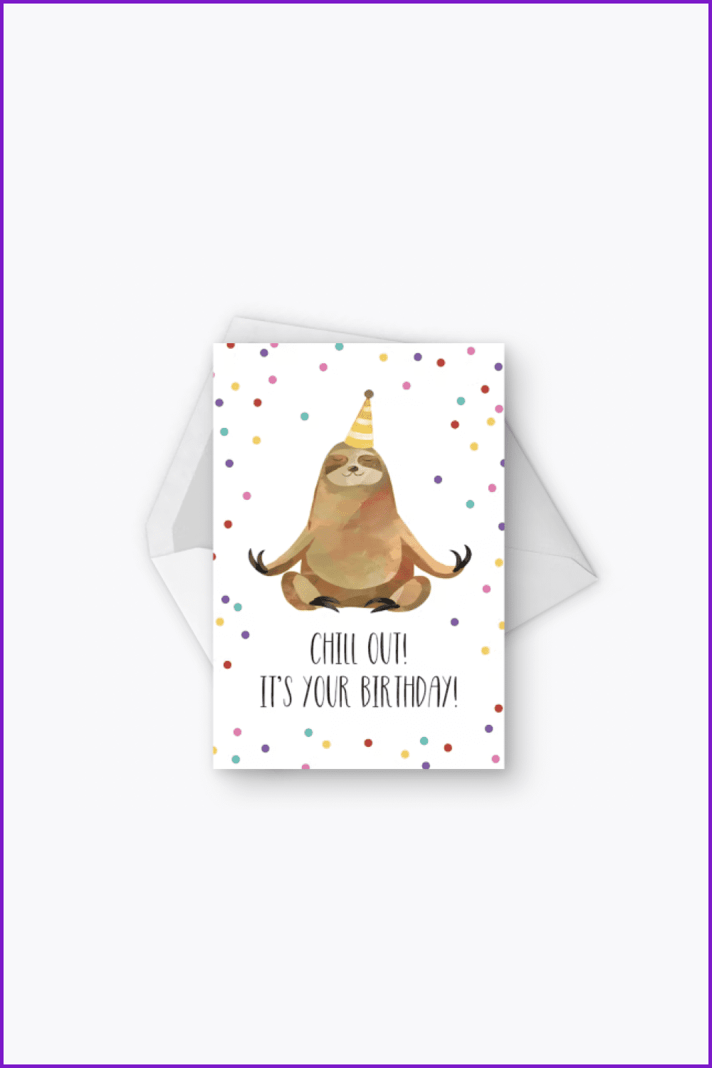 Birthday card with a happy sloth.