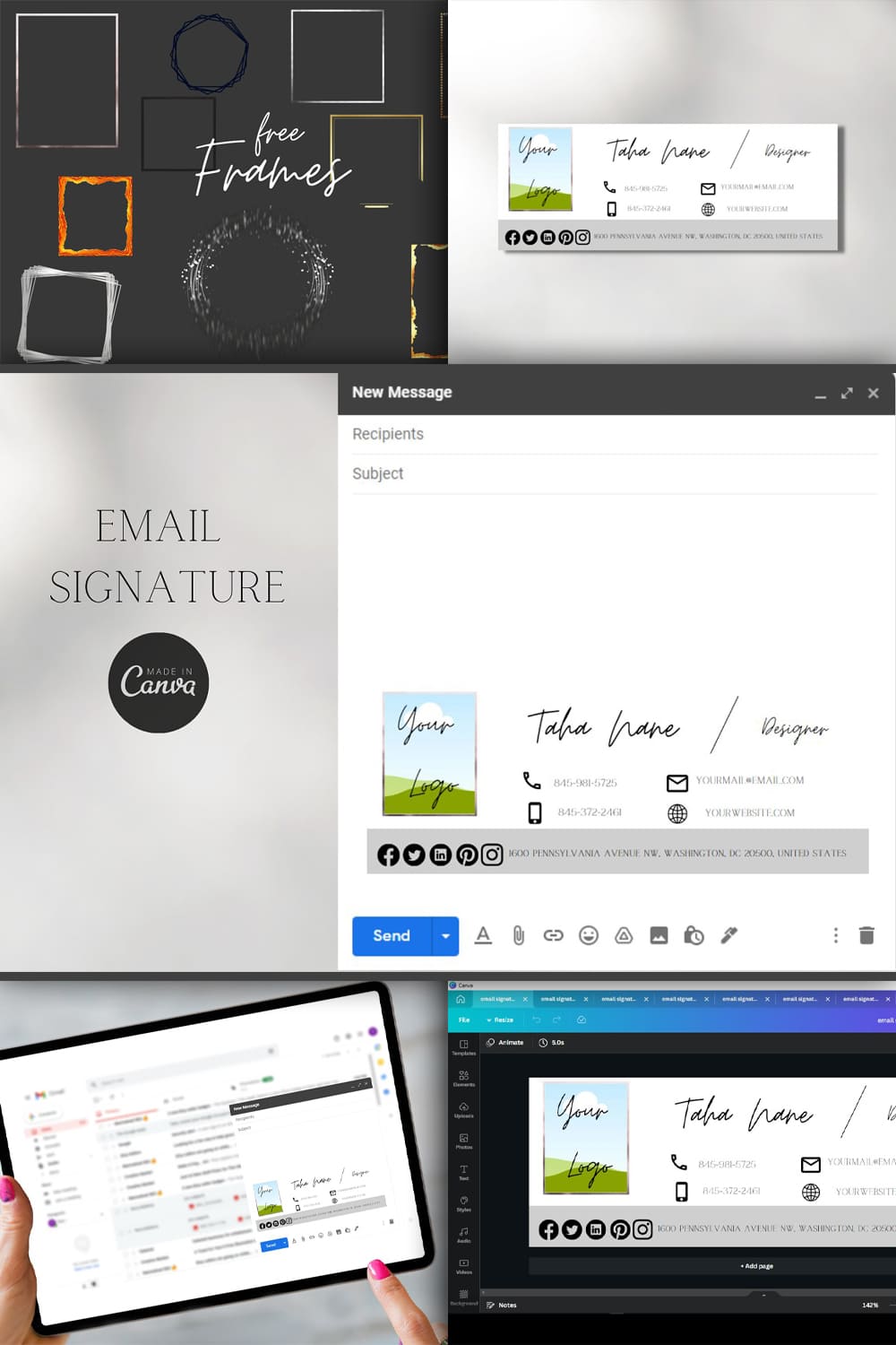 Email Signature Canva Template - Pinterest.