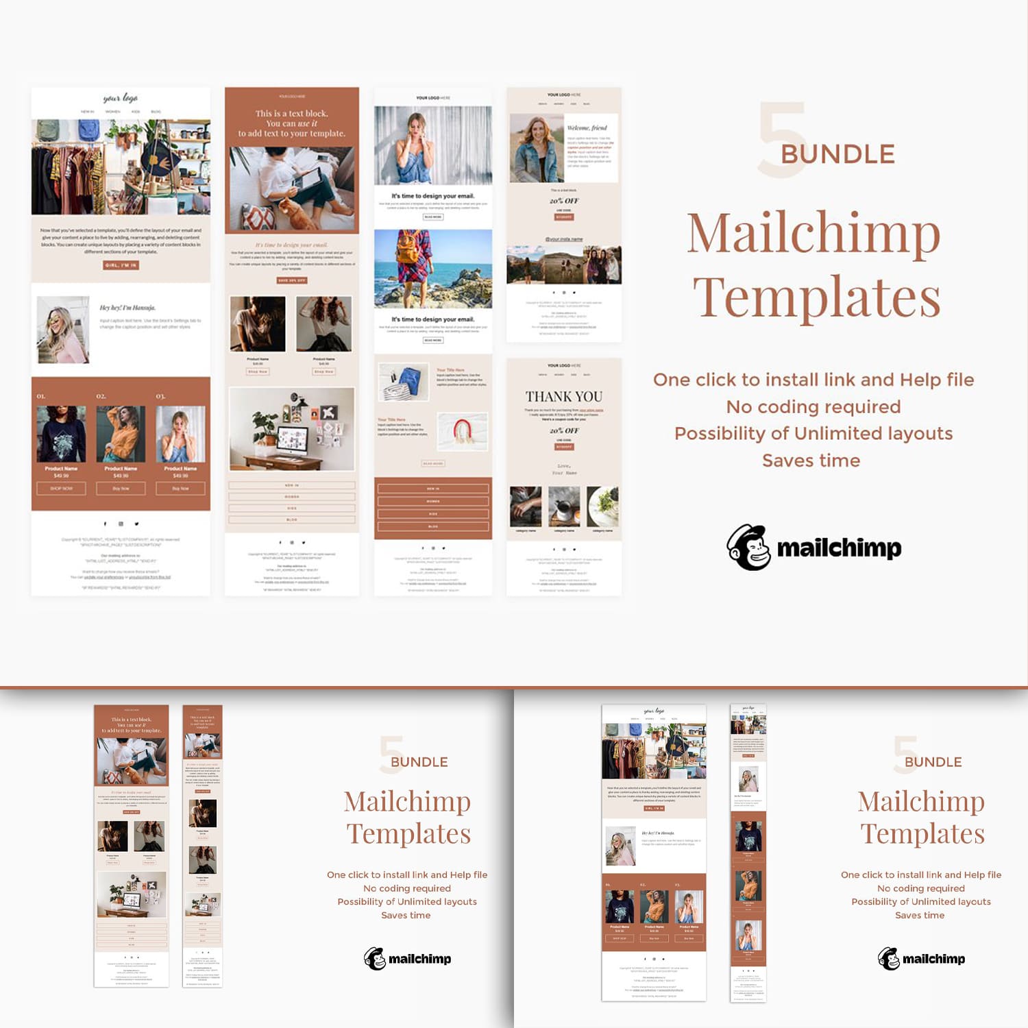 5 Mailchimp Email Templates.