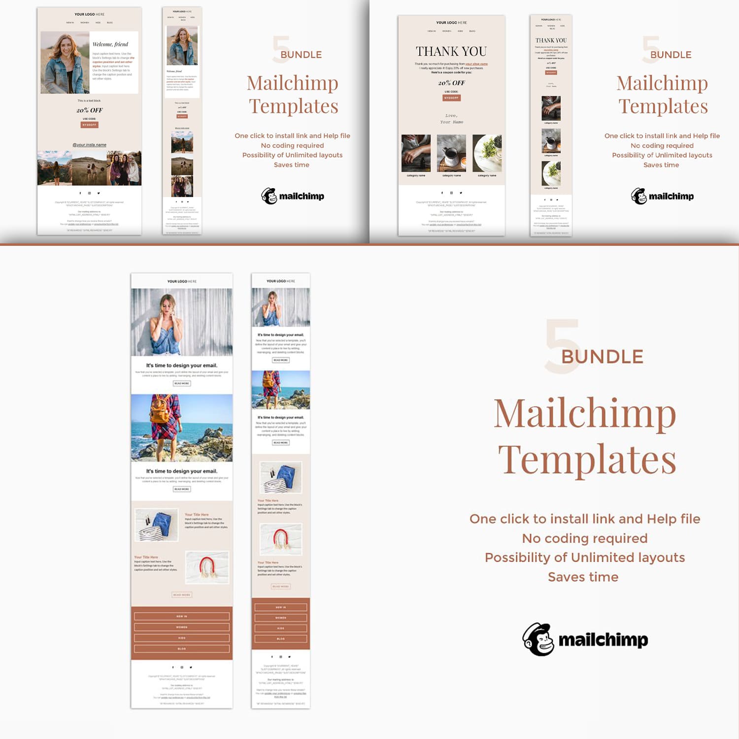 5 Mailchimp Email Templates Cover.