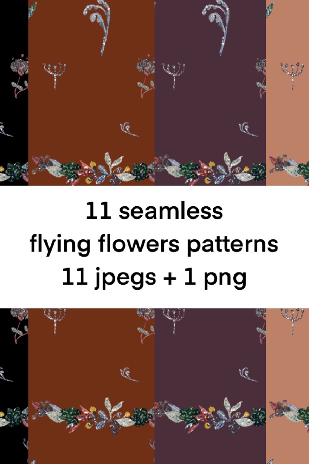 11 Seamless Flying Flowers Patterns pinterest image.