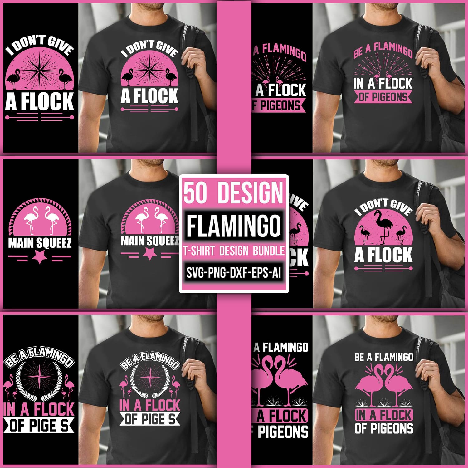 Flamingo T-shirt Design Bundle created by Shopdrop.