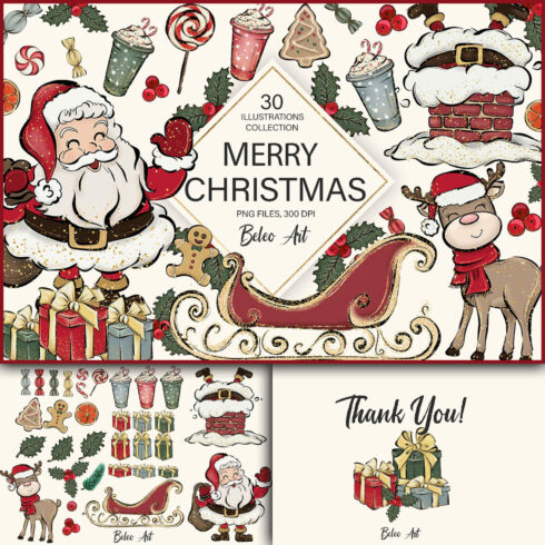 Merry Christmas Clipart| Santa Claus.