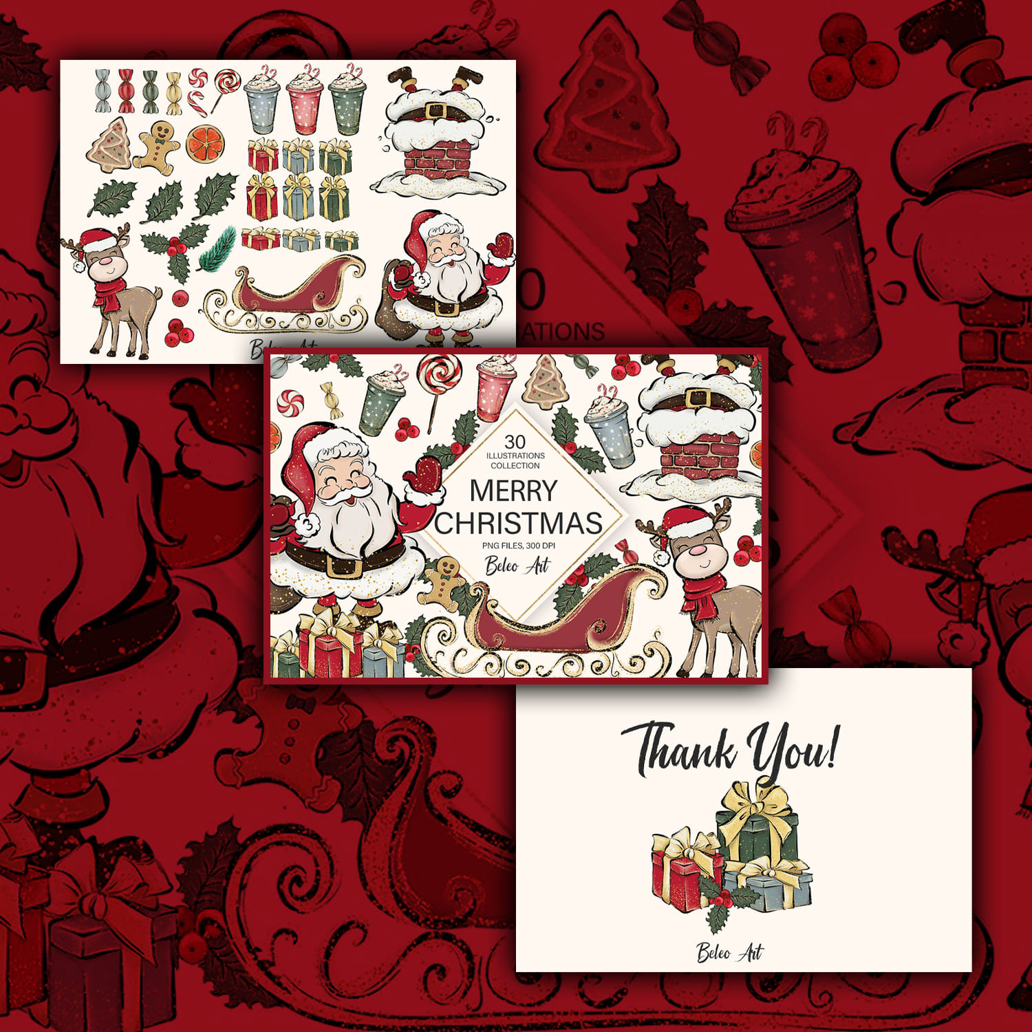 Merry Christmas Clipart| Santa Claus cover.