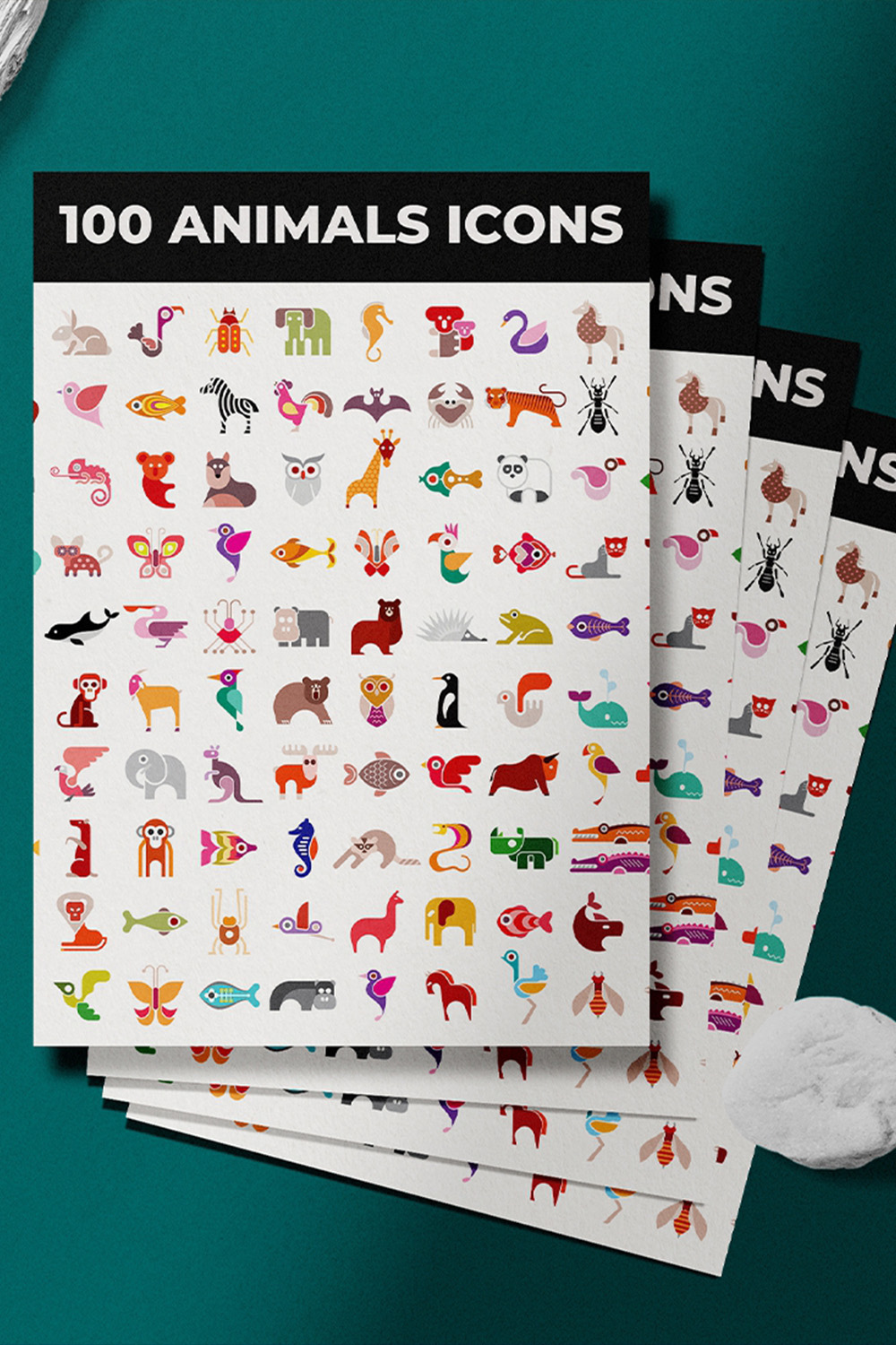 Animals Vector Icons Designs pinterest image.