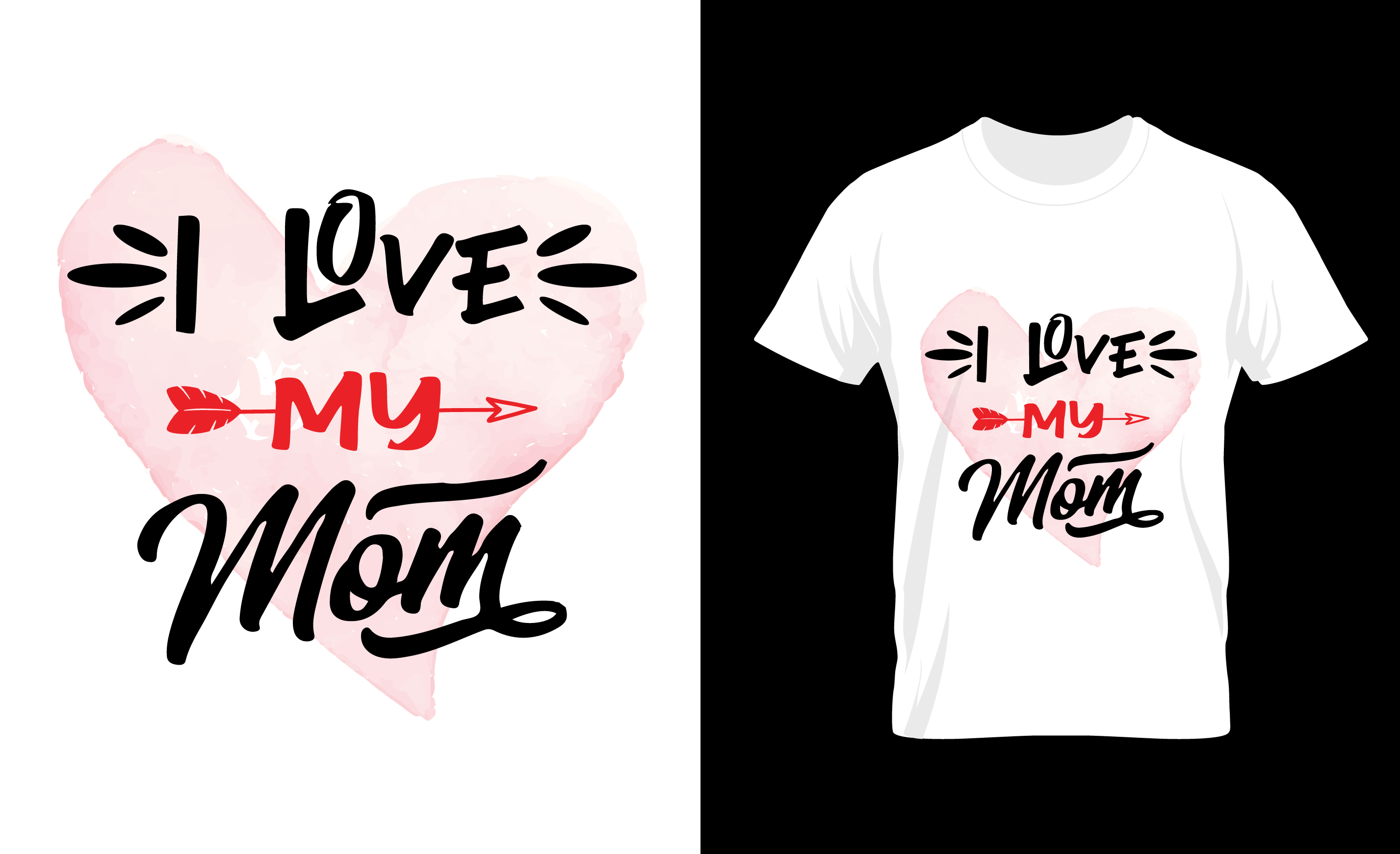 Image of a white t-shirt with a wonderful print in black and red about mom.