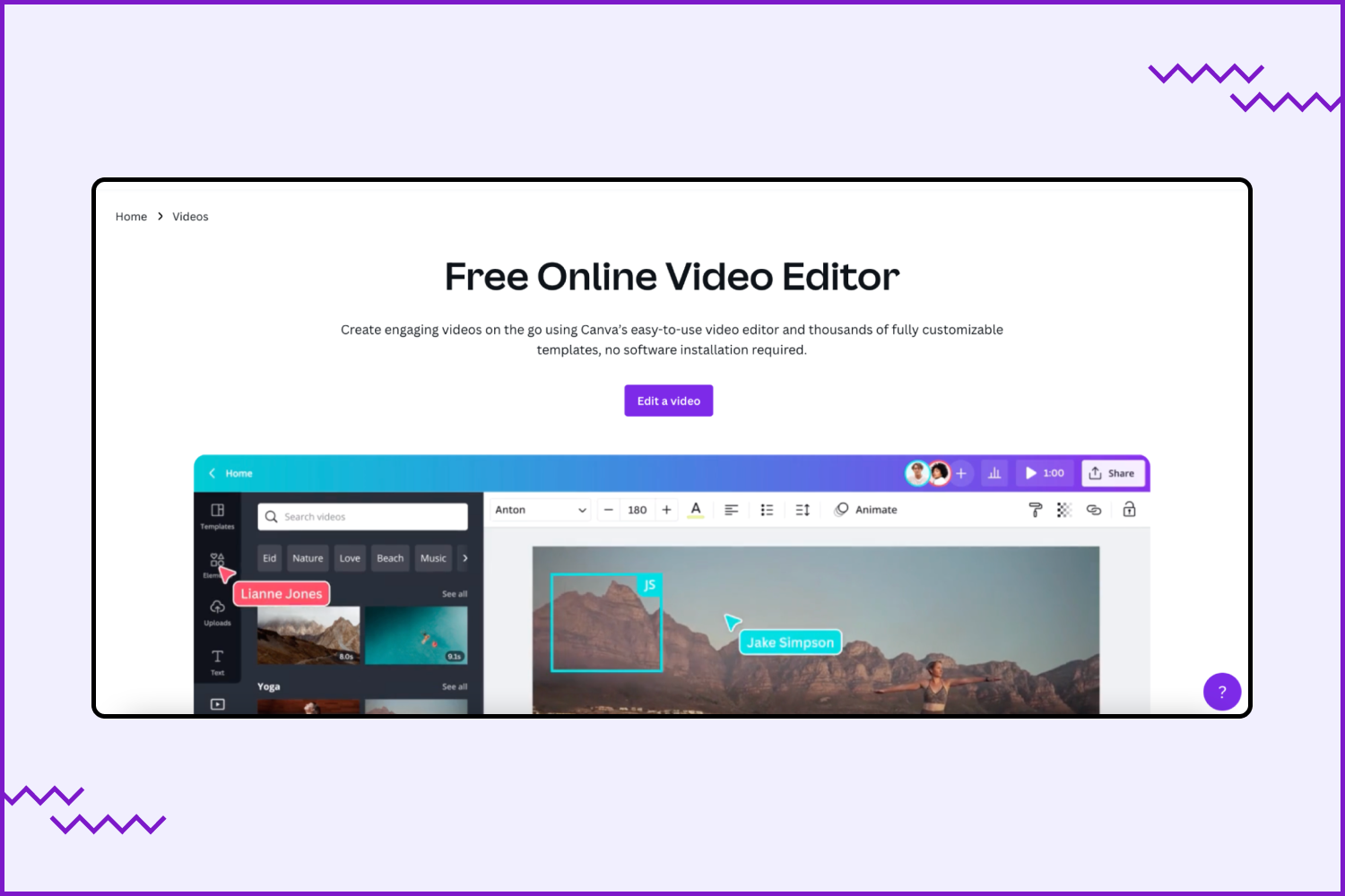 Screenshot of the video editor in Canva.