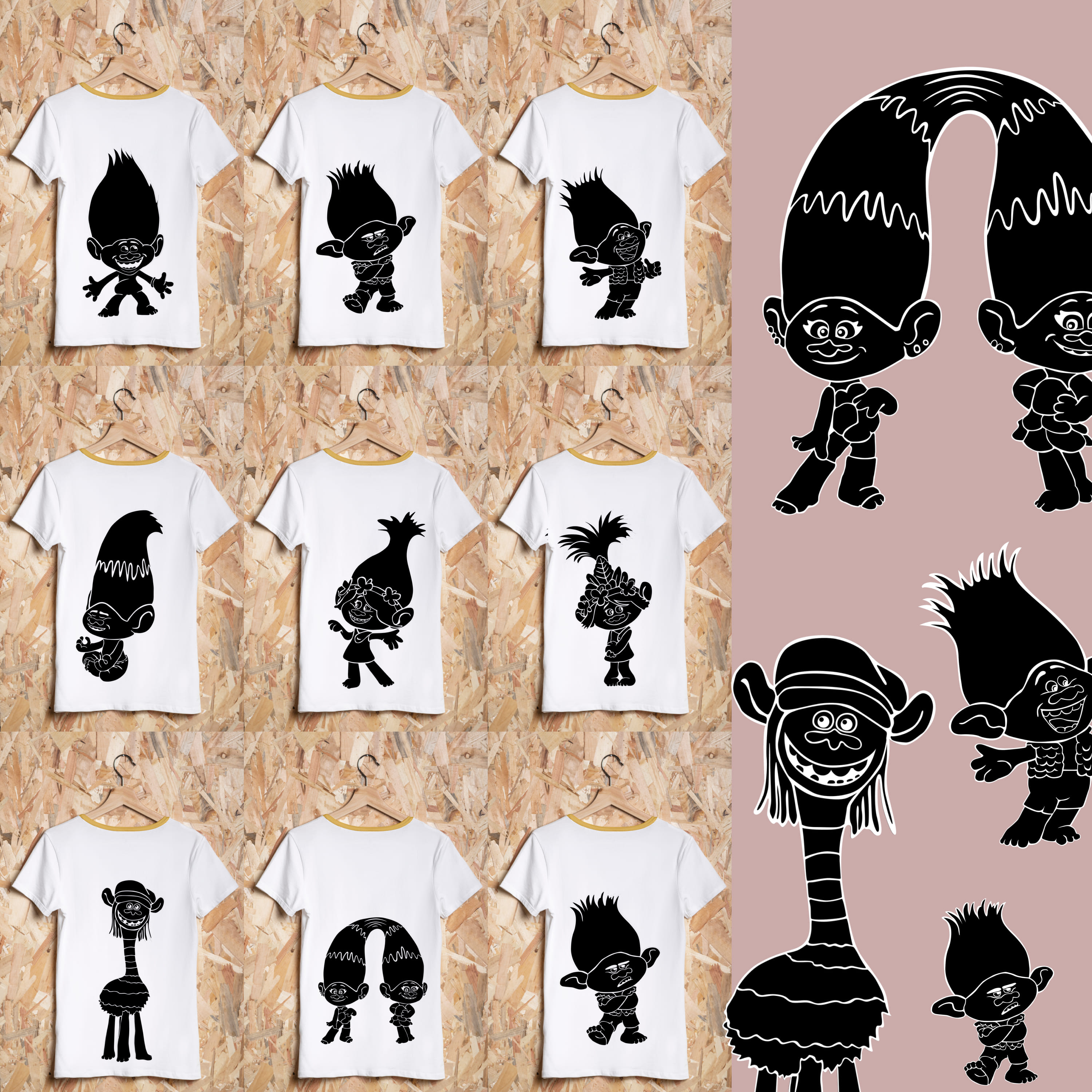 Prints of 8 Monochrome T-shirt Designs Cover.