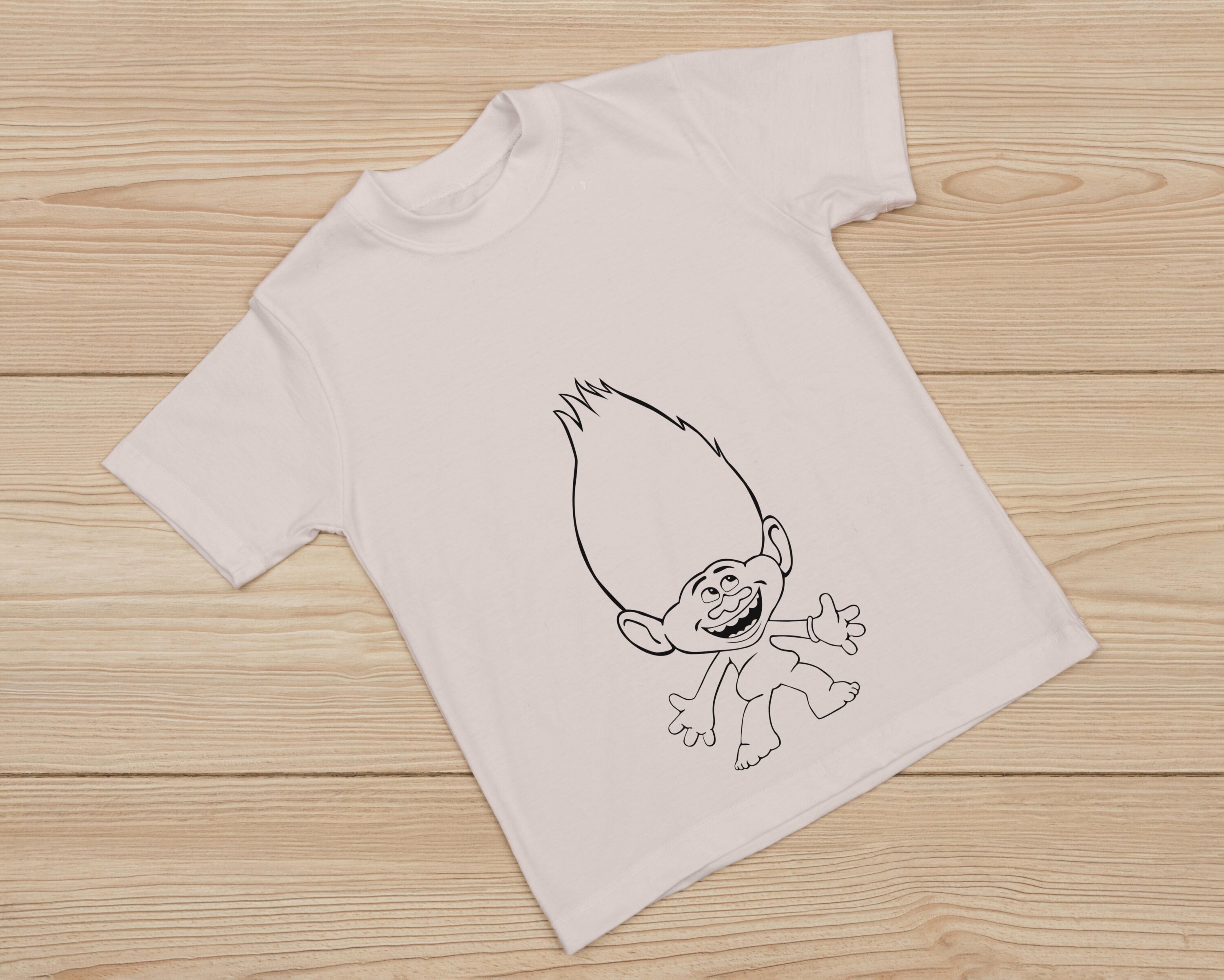 White T-shirt with a black outline of a cartoon character - Guy Diamond.