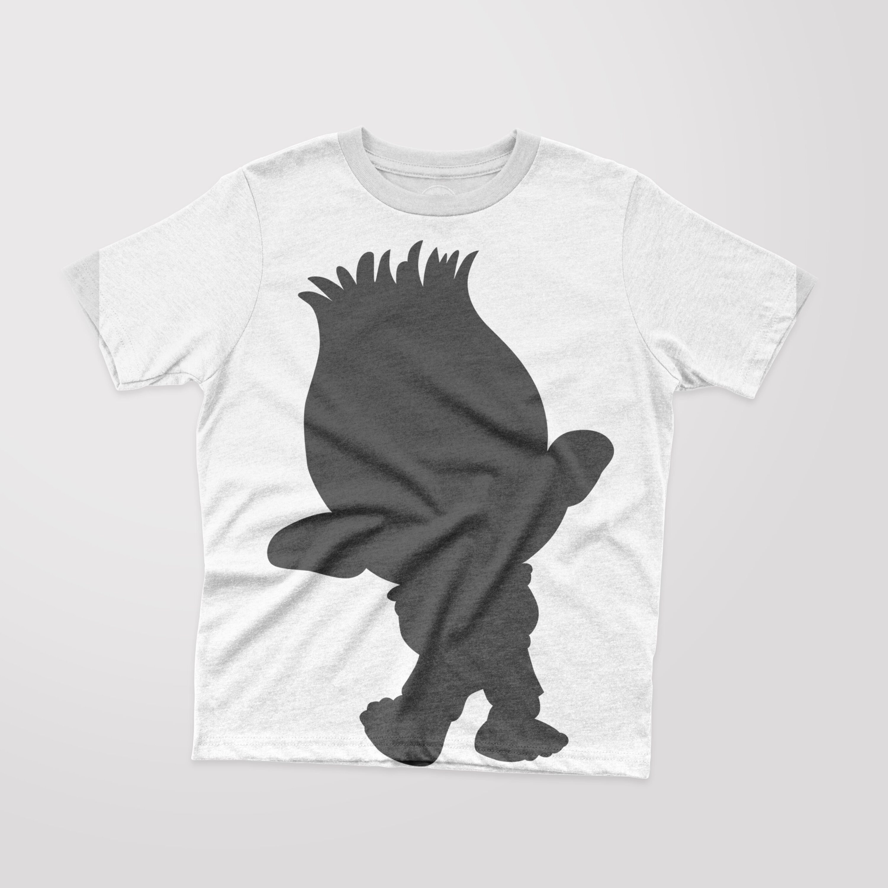 White T-shirt with a black silhouette of a cartoon character - Branch.
