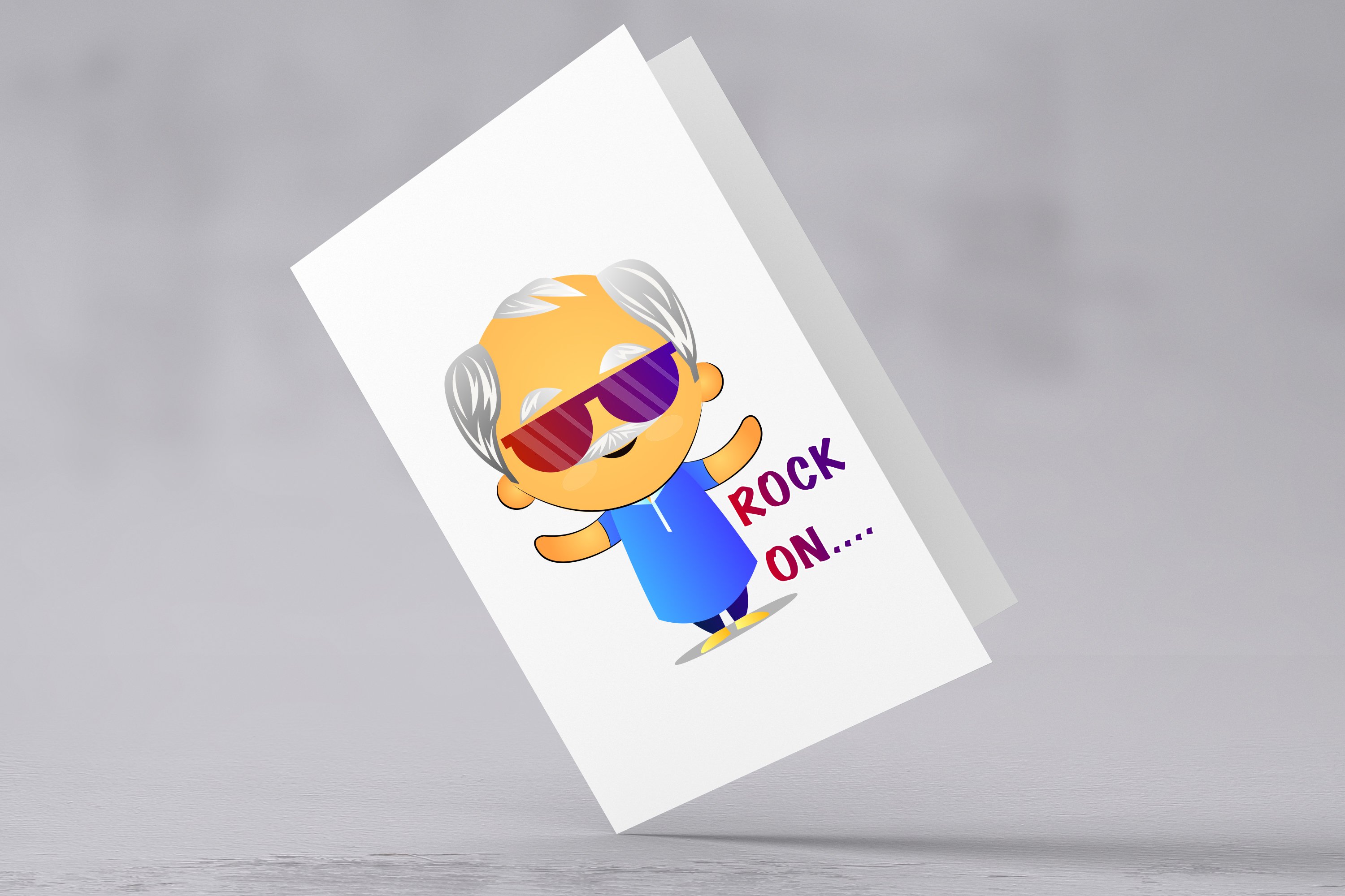 White greeting card with the cool grandpa.