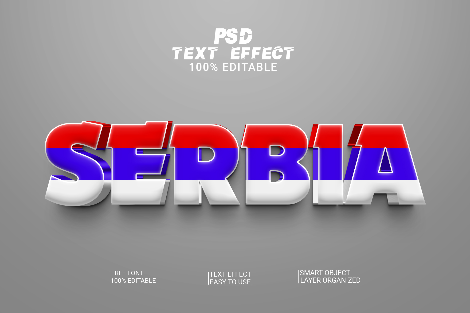 World Cup Football Serbia 3d Effect Style Design preview image.